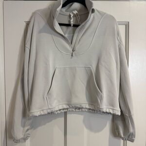 lululemon athletica Light Gray Cropped Quarter-Zip Hoodie